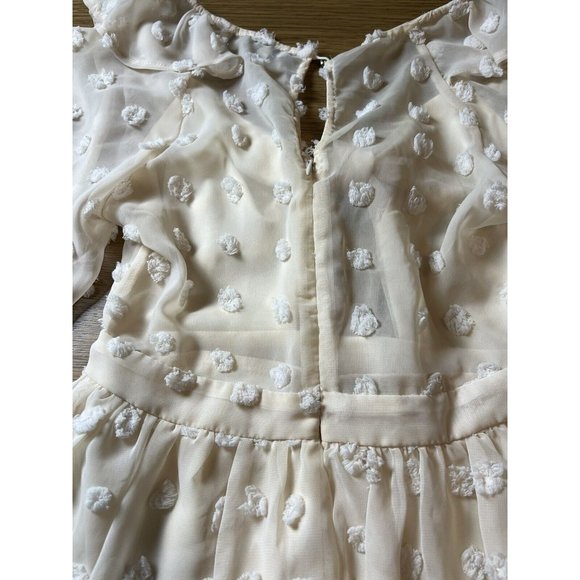 Boho Women Size Small Cream Short Verde‎ Dress Peasant Bohemian Cottagecore - Picture 10 of 12